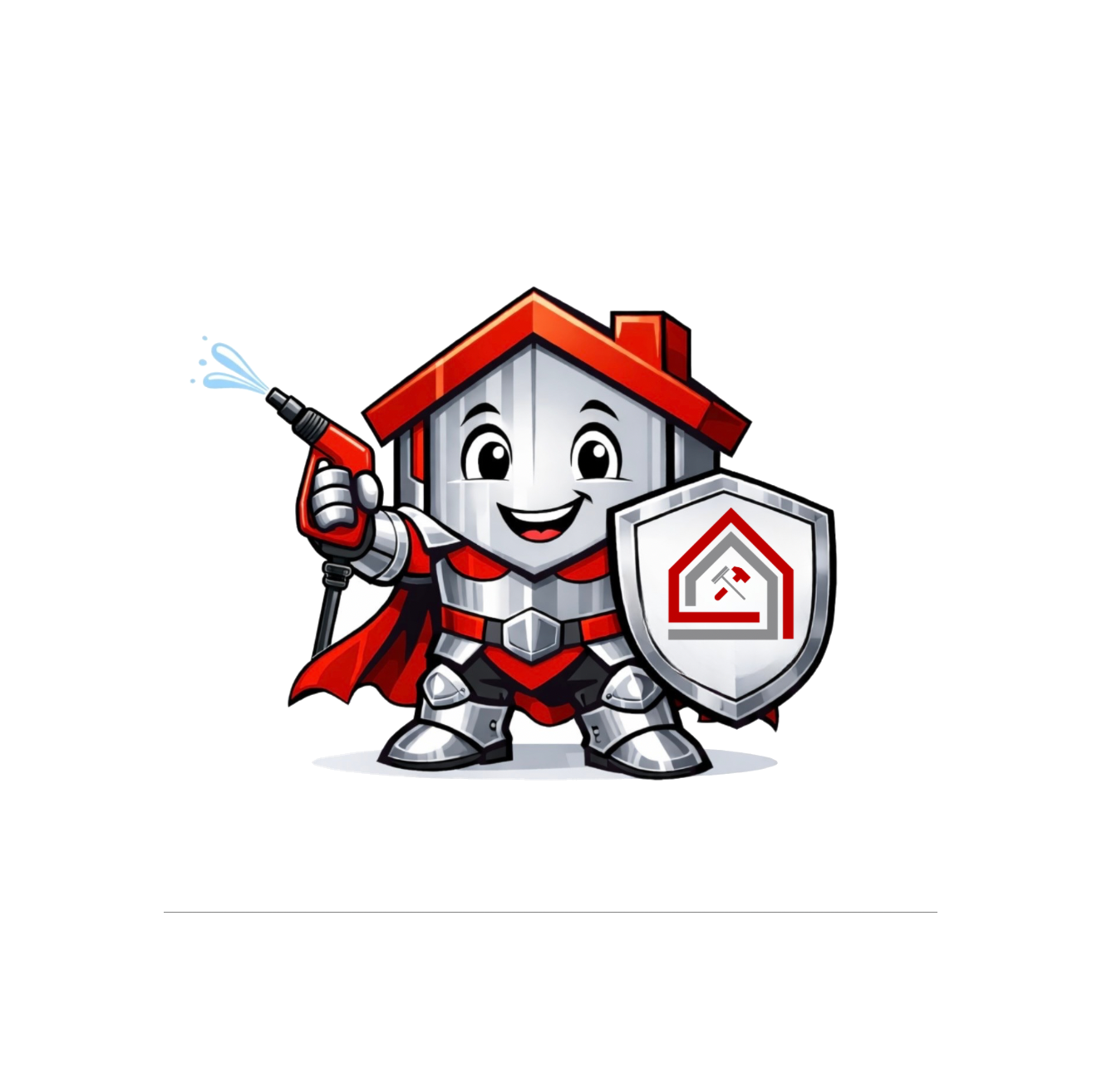 Signature Property Care Mascot - Knight with pressure washer